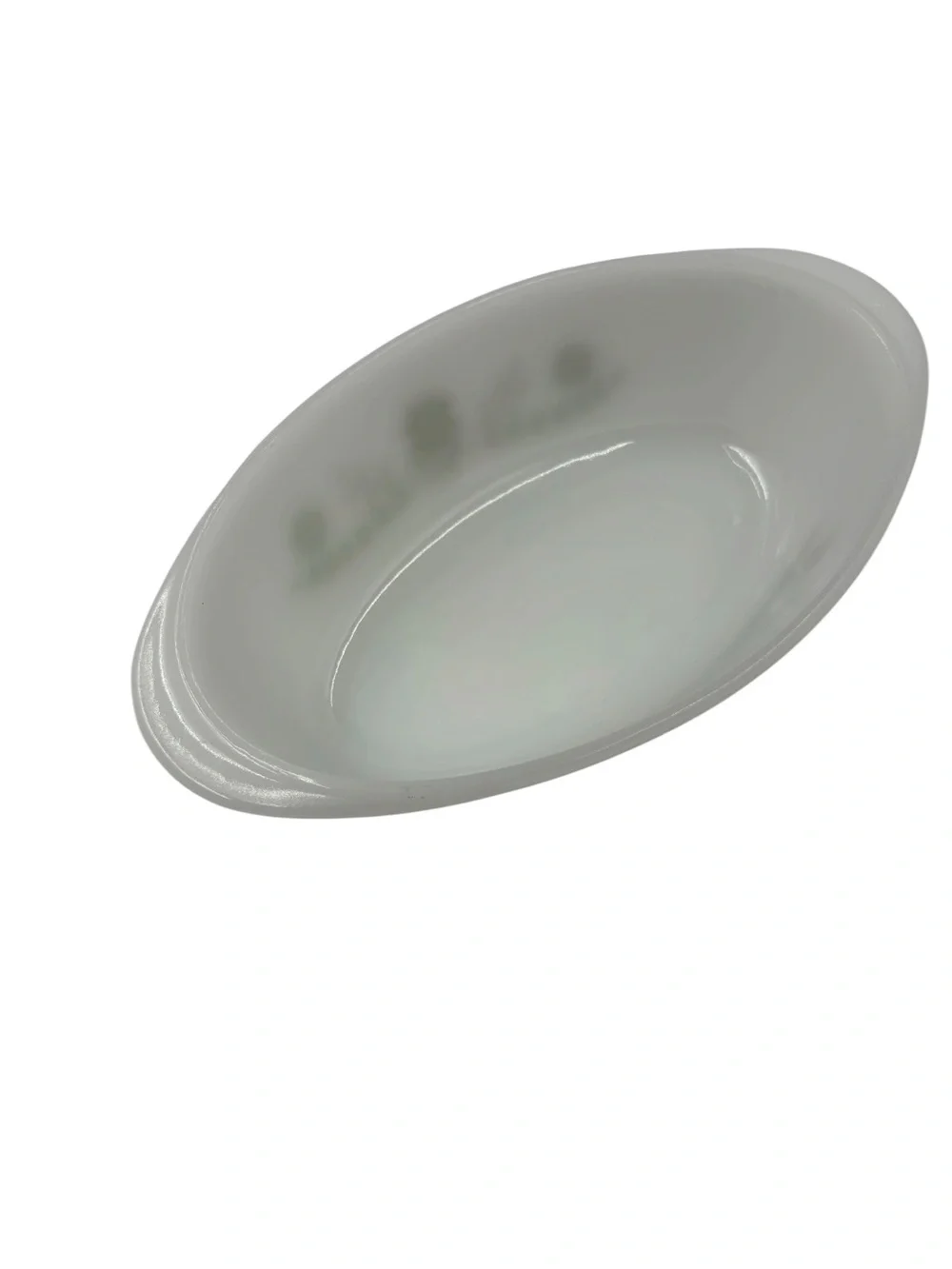 Vintage Glasbake J235 1 Qt Oval Covered Casserole Dish Green Daisy Primrose Lid